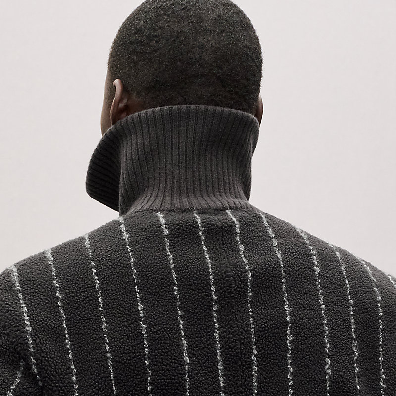 "Pinstripe" mock neck sweater