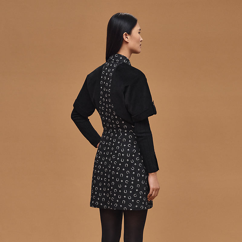 "Porte-Bonheur Bandana" mixed materials dress