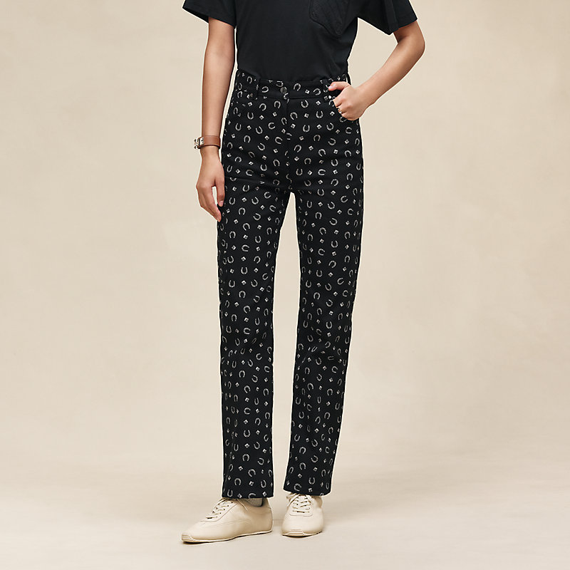 "Porte-Bonheur Bandana" straight leg pants
