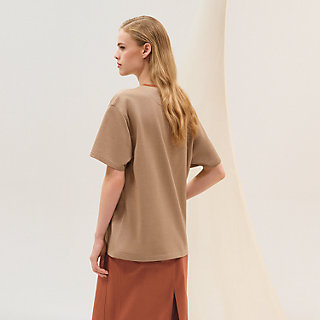 【柄が上品お洒落♪】HERMES★ストレートTシャツ embroidered-pocket-t-shirt--
