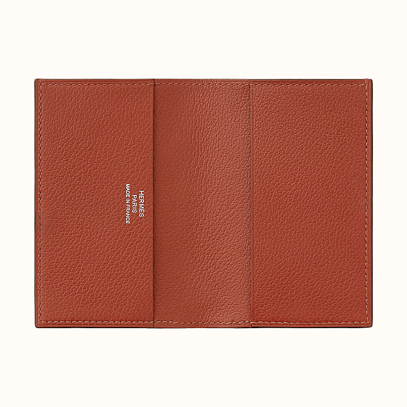 hermes card holder orange