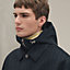 View: Worn, "Rayures de laine et papier" overshirt with removable hood