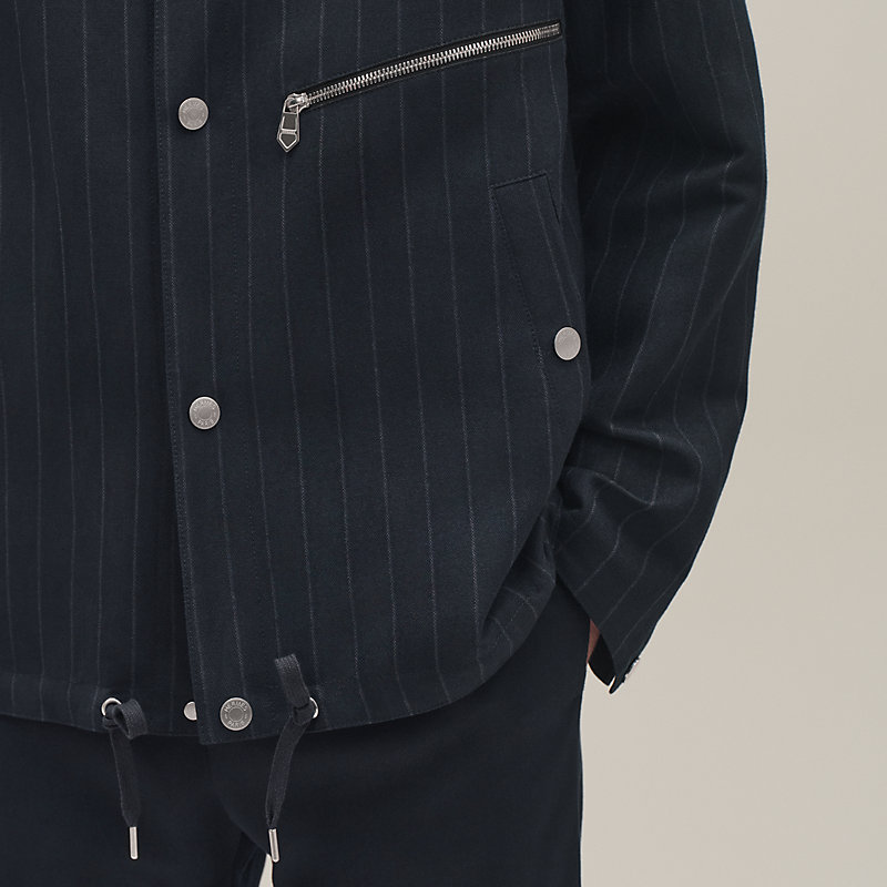 "Rayures de laine et papier" overshirt with removable hood