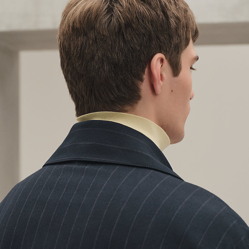 "Rayures de laine et papier" overshirt with removable hood