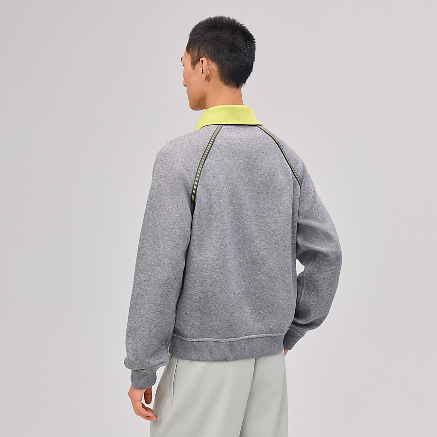 "Reversible sport" full-zip sweater