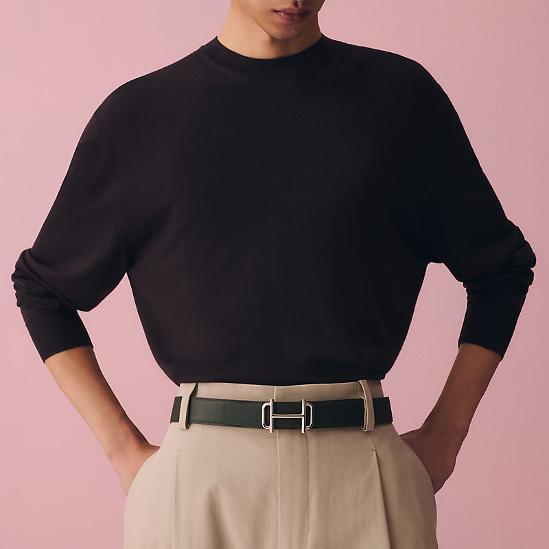 Royal belt buckle & Reversible leather strap 32&nbsp;mm