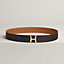 Script belt buckle & Reversible leather strap 38 mm, view 1 of 2