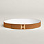 Script belt buckle & Reversible leather strap 38 mm, view 1 of 2