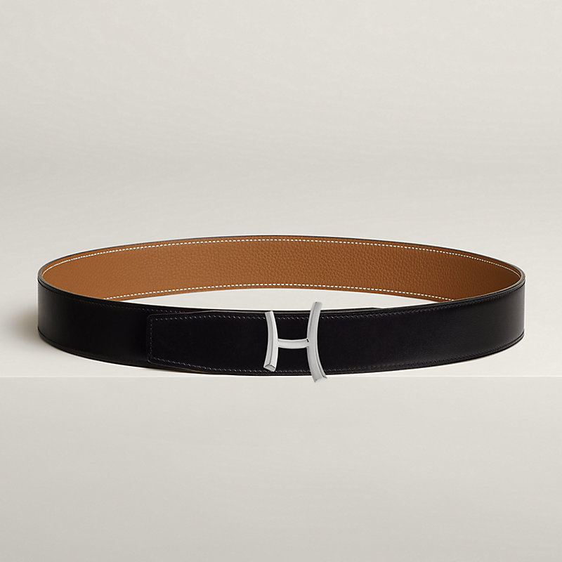 Script belt buckle & Reversible leather strap 38 mm