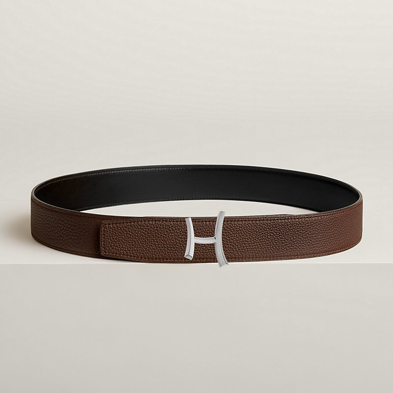 Script belt buckle & Reversible leather strap 38 mm