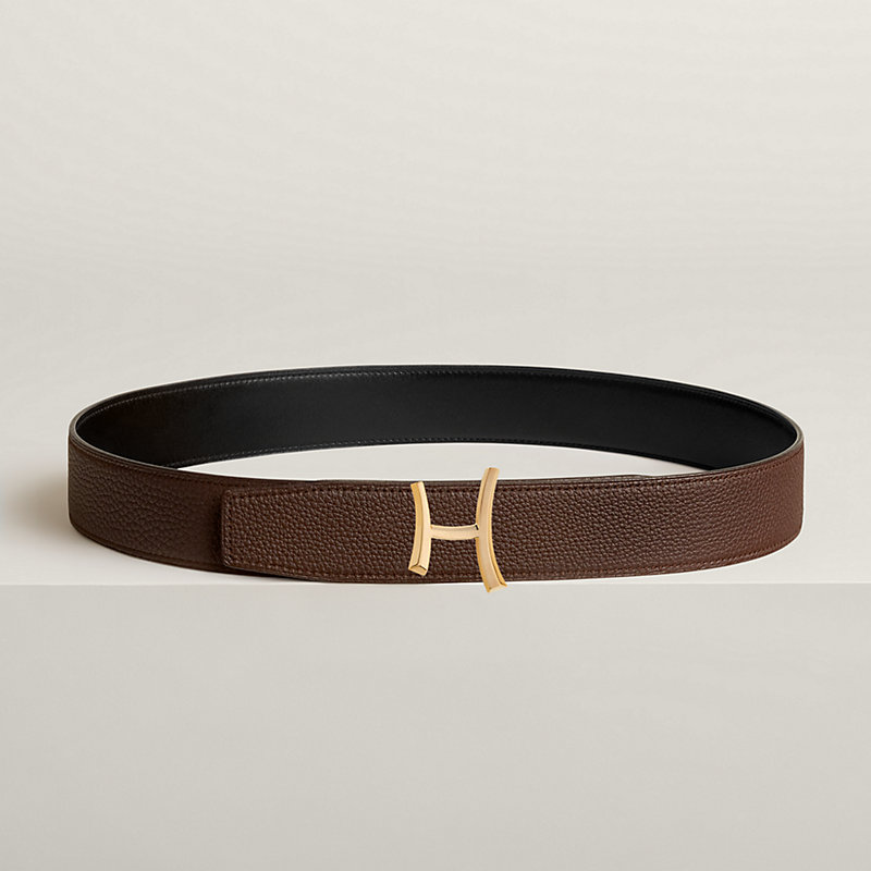 Script belt buckle & Reversible leather strap 38 mm