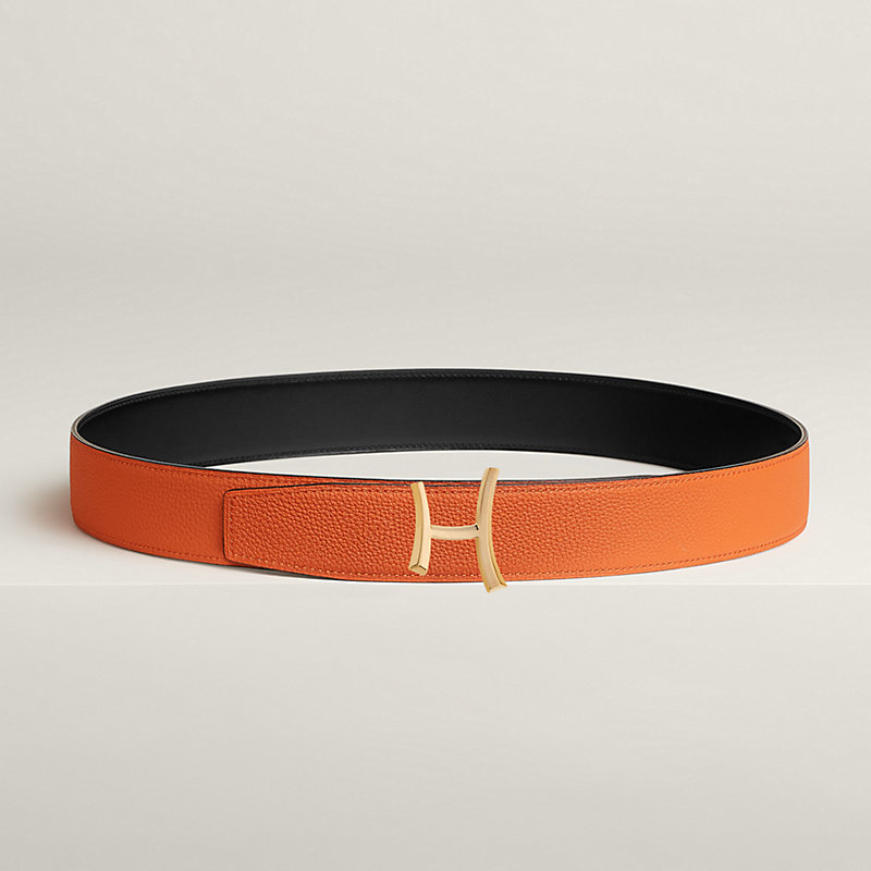 Script belt buckle & Reversible leather strap 38 mm