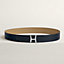 Script belt buckle & Reversible leather strap 38 mm, view 1 of 3