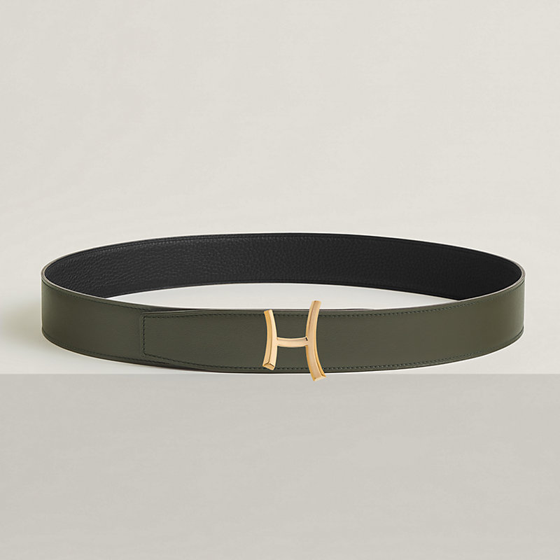 Script belt buckle & Reversible leather strap 38 mm