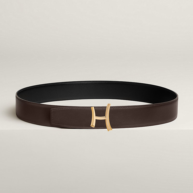 Script belt buckle & Reversible leather strap 38 mm