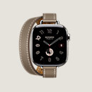 View: front, Series 10 case & Band Apple Watch Hermès Double Tour 42 mm Attelage