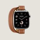 View: front, Series 10 case & Band Apple Watch Hermès Double Tour 42 mm Attelage