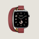 View: front, Series 10 case & Band Apple Watch Hermès Double Tour 42 mm Attelage