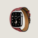 View: side, Series 10 case & Band Apple Watch Hermès Double Tour 42 mm Attelage