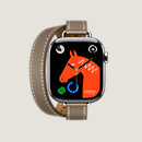 View: front, Series 10 case & Band Apple Watch Hermès Double Tour 42 mm Attelage