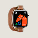 View: front, Series 10 case & Band Apple Watch Hermès Double Tour 42 mm Attelage