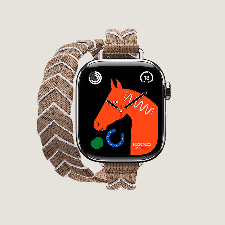 Series 10 case & Band Apple Watch Hermès Double Tour 42 mm Bridon Lisere Attelage