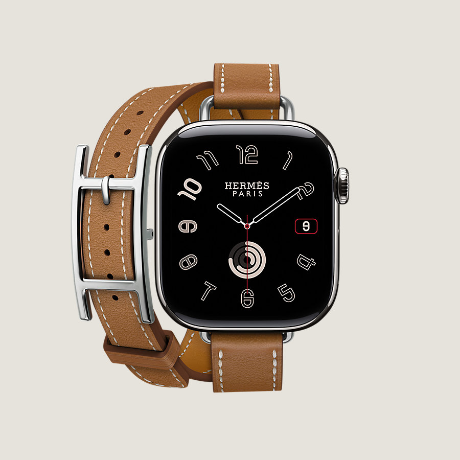 Series 10 case & Band Apple Watch Hermès Double Tour 42 mm Hapi Attelage