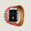 View: side, Series 10 case & Band Apple Watch Hermès Double Tour 42 mm Hapi Attelage