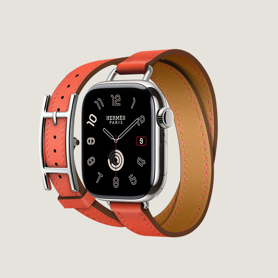 Series 10 case & Band Apple Watch Hermès Double Tour 42 mm Hapi Attelage