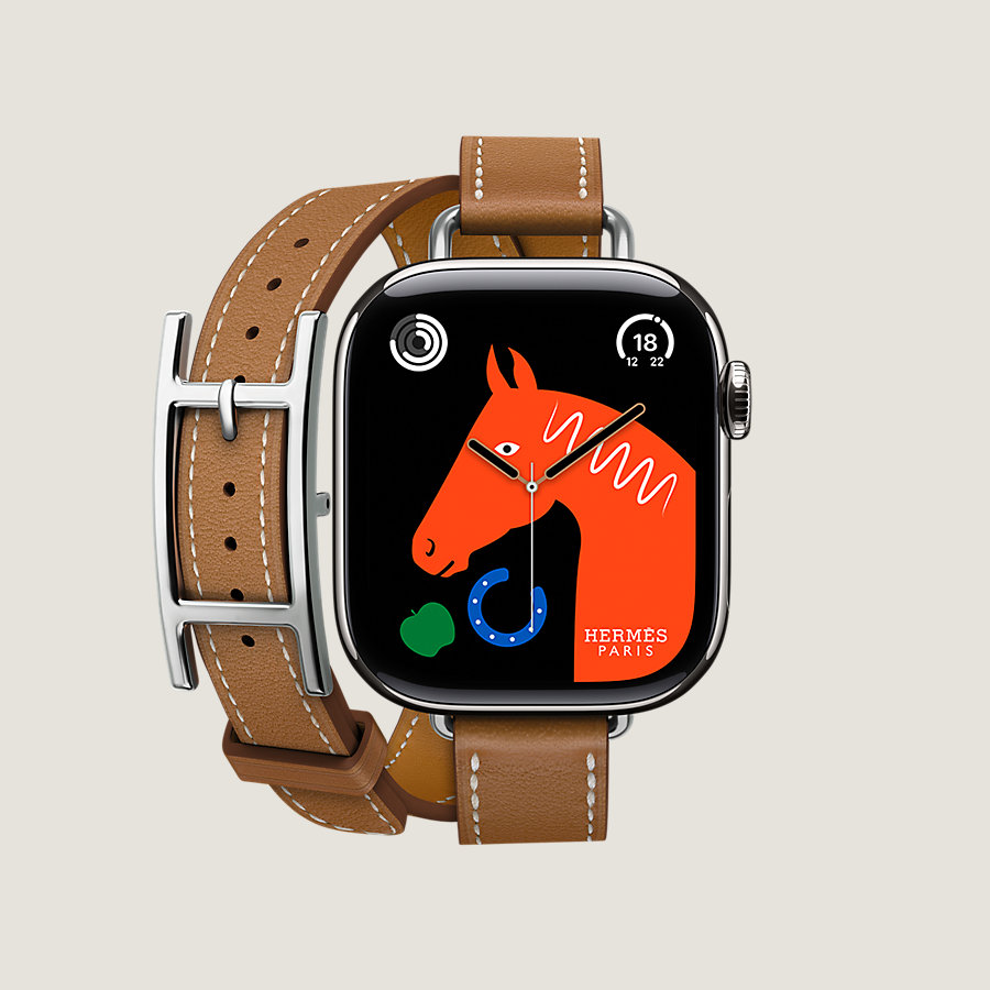 Series 10 case & Band Apple Watch Hermès Double Tour 42 mm Hapi Attelage