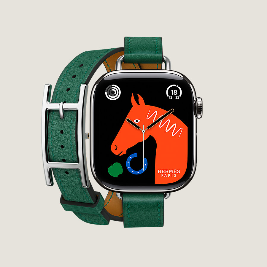 Series 10 case & Band Apple Watch Hermès Double Tour 42 mm Hapi Attelage