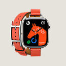 View: front, Series 10 case & Band Apple Watch Hermès Double Tour 42 mm Hapi Attelage