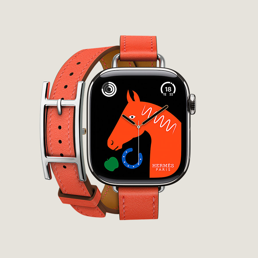 Series 10 case & Band Apple Watch Hermès Double Tour 42 mm Hapi Attelage