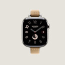 View: front, Series 10 case & Band Apple Watch Hermès Single Tour 42 mm Twill Jump Attelage