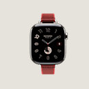 View: front, Series 10 case & Band Apple Watch Hermès Single Tour 42 mm Twill Jump Attelage