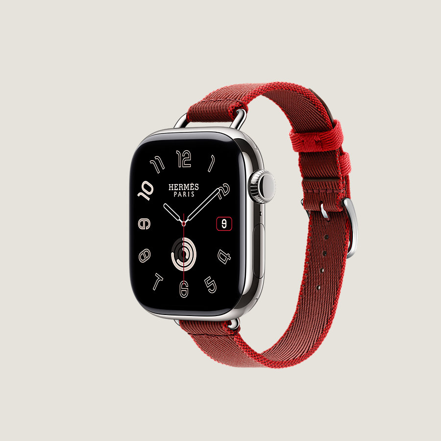 Series 10 case & Band Apple Watch Hermès Single Tour 42 mm Twill Jump Attelage