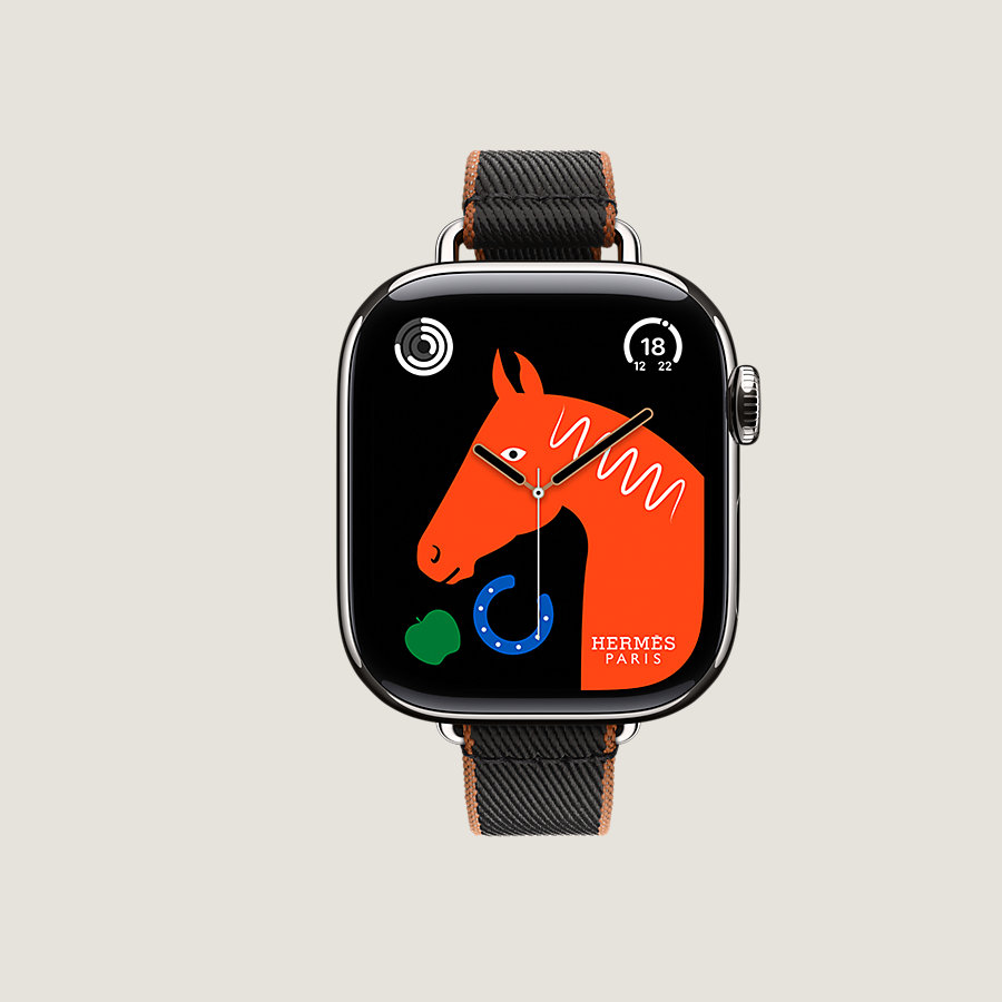 Series 10 case & Band Apple Watch Hermès Single Tour 42 mm Twill Jump Attelage