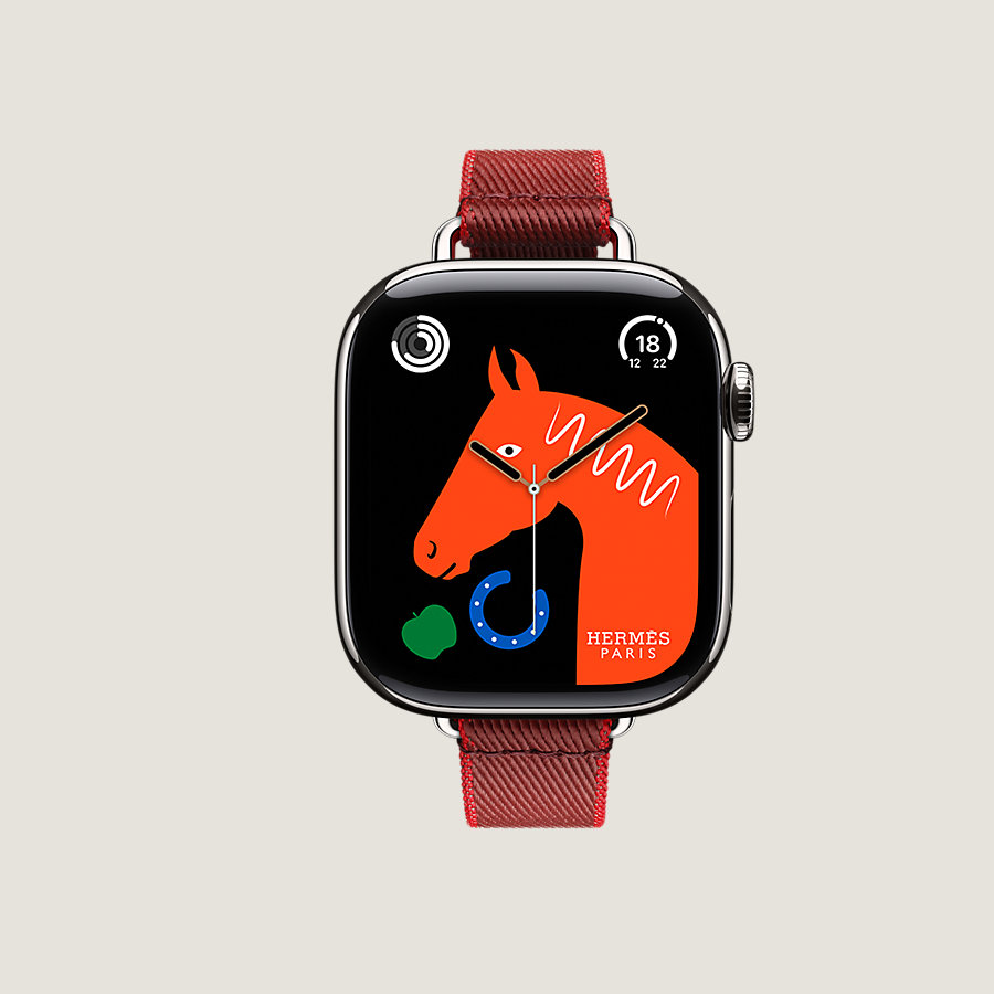 Series 10 case & Band Apple Watch Hermès Single Tour 42 mm Twill Jump Attelage