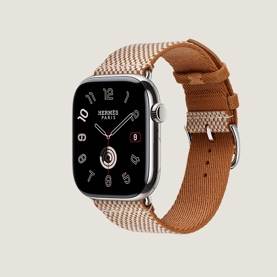 Series 10 case & Band Apple Watch Hermès Single Tour 46 mm Toile H