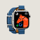 视图: 正面图, Series 10表盘 & Apple Watch Hermès 42毫米双圈Hapi Attelage表带