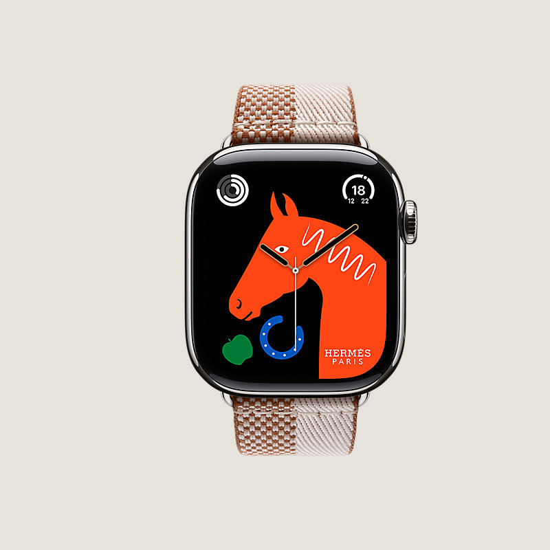 Series 11表盘 & Apple Watch Hermès 42毫米单圈Toile H游戏二重奏表带