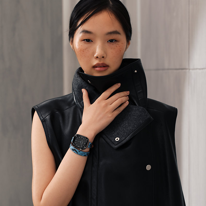 Series 11表盘 & Apple Watch Hermès 42毫米双圈Attelage快乐动物园Bandana表带