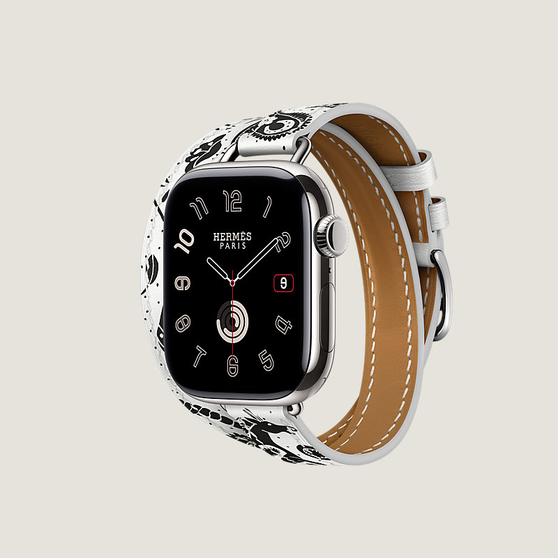 Series 11表盘 & Apple Watch Hermès 42毫米双圈Attelage快乐动物园Bandana表带