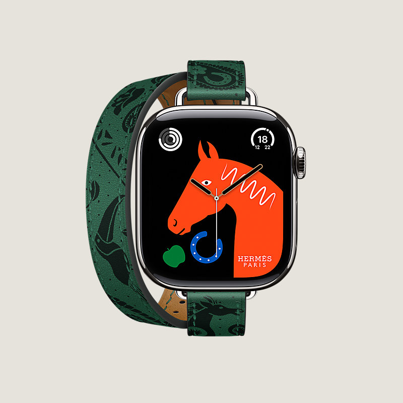 Series 11表盘 & Apple Watch Hermès 42毫米双圈Attelage快乐动物园Bandana表带