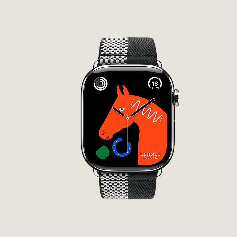 Series 11表盘 & Apple Watch Hermès 46毫米单圈Toile H游戏二重奏表带