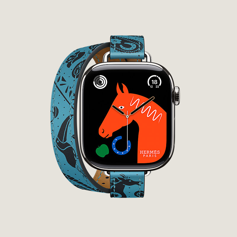 Series 11 case & Band Apple Watch Hermès Double Tour 42 mm Attelage Animaux Bandana