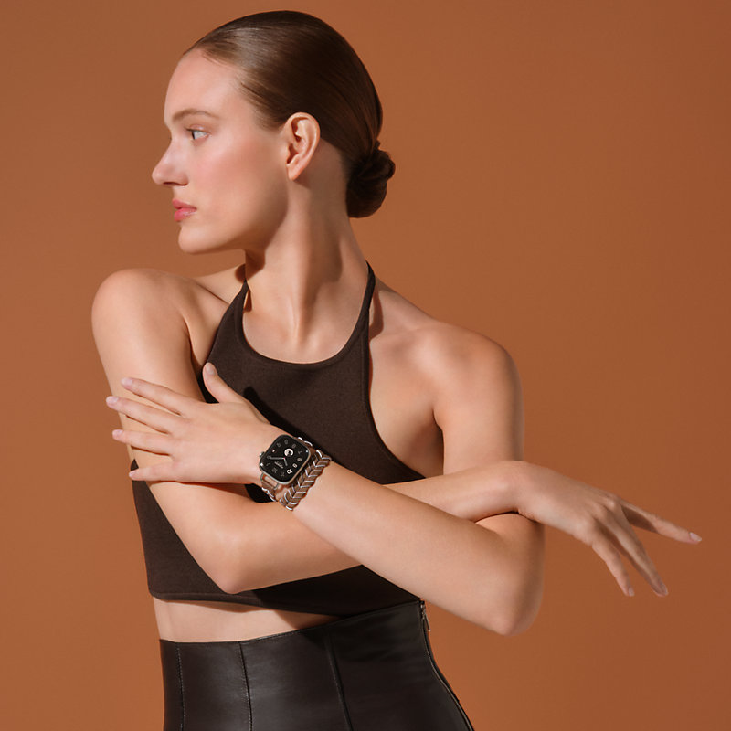Series 11 case & Band Apple Watch Hermès Double Tour 42 mm Bridon Lisere Attelage