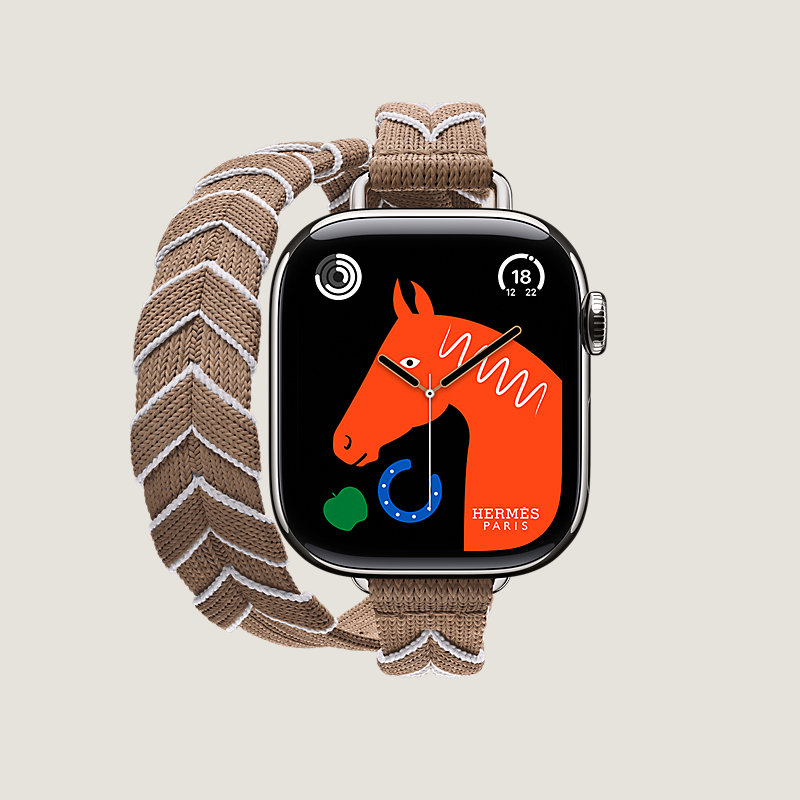 Series 11 case & Band Apple Watch Hermès Double Tour 42 mm Bridon Lisere Attelage