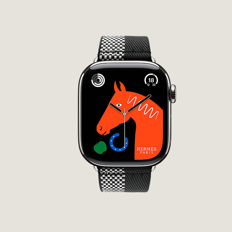 Series&nbsp;11 case & Band Apple Watch Hermès Single Tour 42&nbsp;mm Toile H Double Jeu