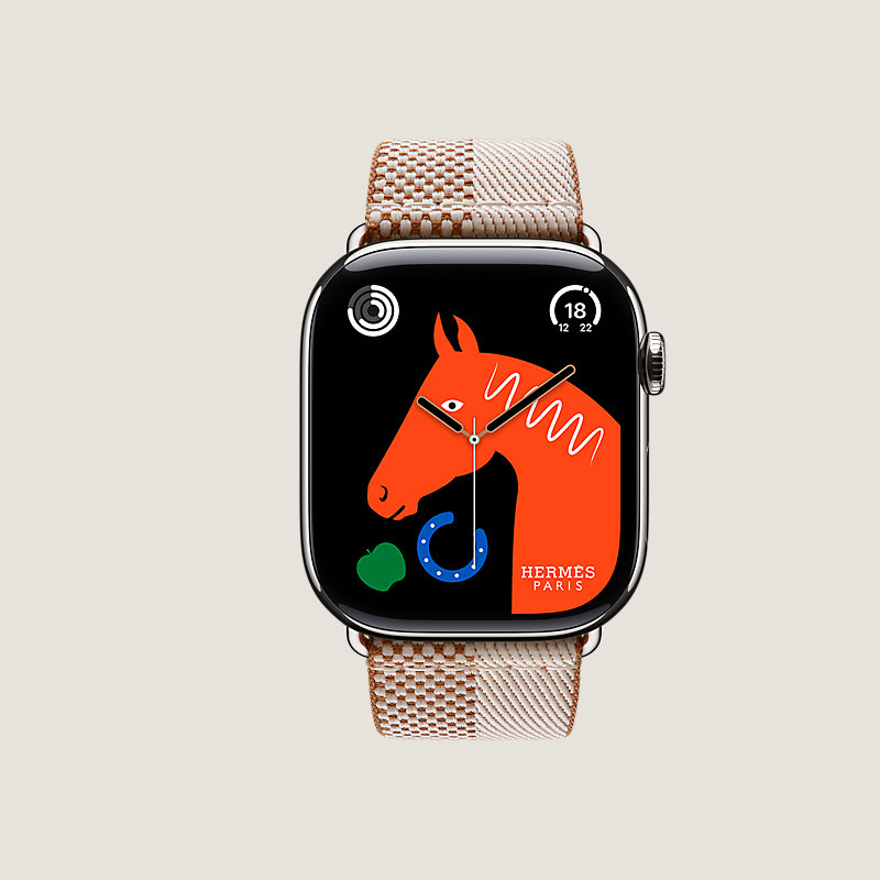 Series&nbsp;11 case & Band Apple Watch Hermès Single Tour 46&nbsp;mm Toile H Double Jeu